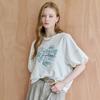3d Flower PrinT Balloon Sleeve ShorT Sleeve T shirT