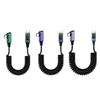 Spring Coiled USB C Data Cable Charging Cord Support PD100W Quick Charging with Digital Display Stretchable 35cm~180cm