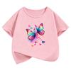 T-Shirt Printed Graphic Butterfly T Shirt Girls' Summer Short Sleeve Tops T-Shirts Cute Girls Clothes Children's Kids Tee