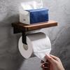 Wooden Toilet Paper Holder Bathroom Wall Mount WC Paper Phone Holder Shelf Towel Roll Shelf Accessories Tissue Box Toilet Shelf