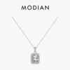 Modian 925 Sterling Silver Rectangle 5A Zirconia Sparkling Pendant Necklace Chain Charm Wedding Engagement Jewelry For Women
