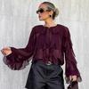 European and American New 1116 Autumn Light Luxury High-end French Shirt Stacked Ruffle Edge Chiffon Top Women
