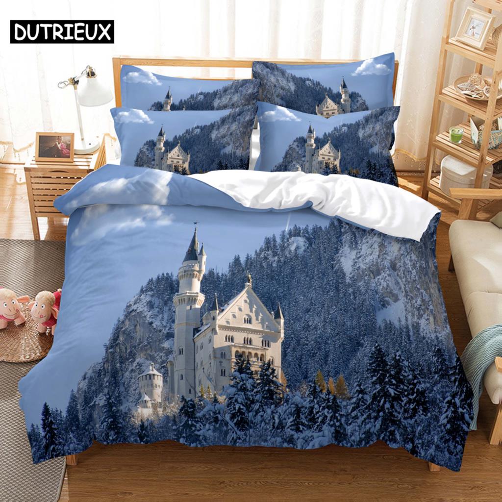 3D HD Scenic Quilt Cover Duvet Pillow Case Bed Set Linen Woods Scene Forest King Queen Twin Single Double 3PCS 2PCS Home Textile