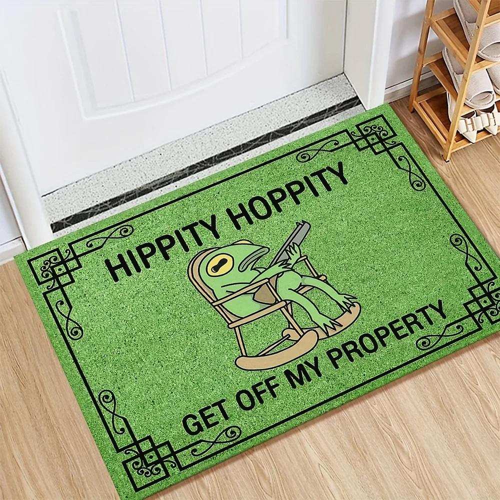 Green Frog Welcome Doormat Lightweight Non-Slip Living Room Bedroom Floor Mat Entrance Rug Home Decor