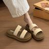 Thick-bottomed Non-slip Slippers for Women's Summer Wear 2025 New Fashionable and Versatile One-word Drag, Small Height-increasing Beach Sandals