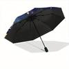 1pc Moonlit Whiskers Automatic Open/close Folding Compact Umbrella, 8-Rib Sturdy Canopy, Lightweight Portable, Commuting Use, Gift,042