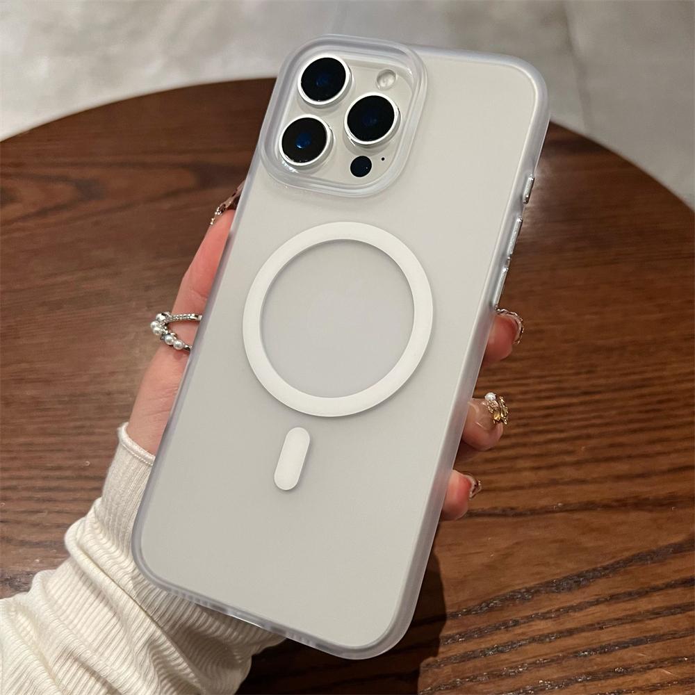 Ultra Matte Transparent Magnetic For Magsafe Wireless Charging Phone Case For iPhone 15 16 Pro Max Hard Acrylic Shockproof Cover