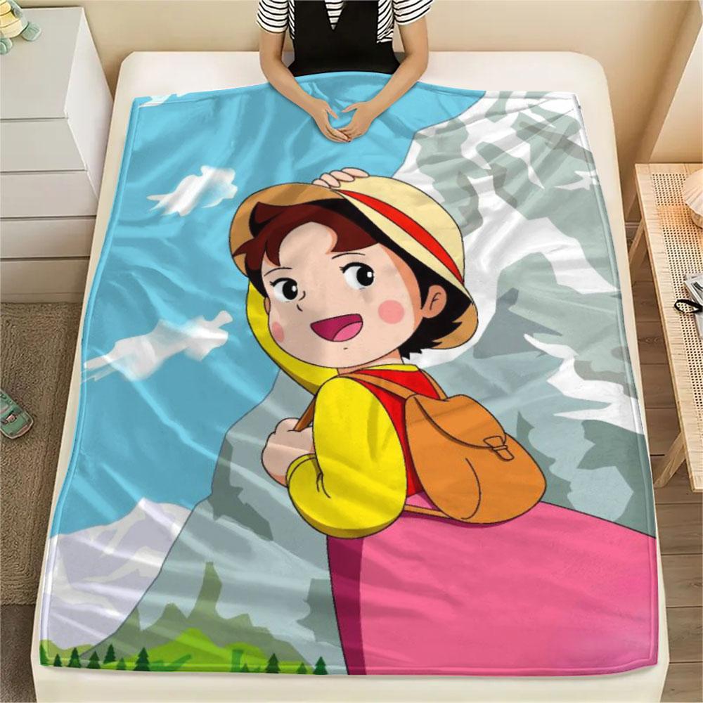 1PC Heidi Alps Cartoon Patterned Flannel Blanket Suitable For All Seasons for Home Decor Warmth and Comfort Gifts Holiday Present