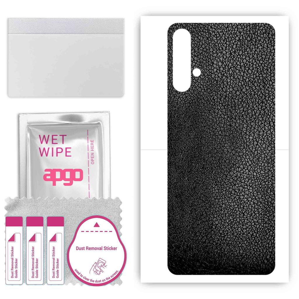 apgo Beschermende Skin Sticker voor de achterkant compatibel met Huawei nova 5, Wrap Folie, Folie, Vinyl - Patroon Zwart Leer