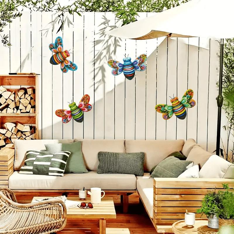 Latest Household Wall Decoration Metal Bee Wall Decor, Bee Garden Flower Wall Art Decorations, Outdoor Bee Hanging Patio Decoration