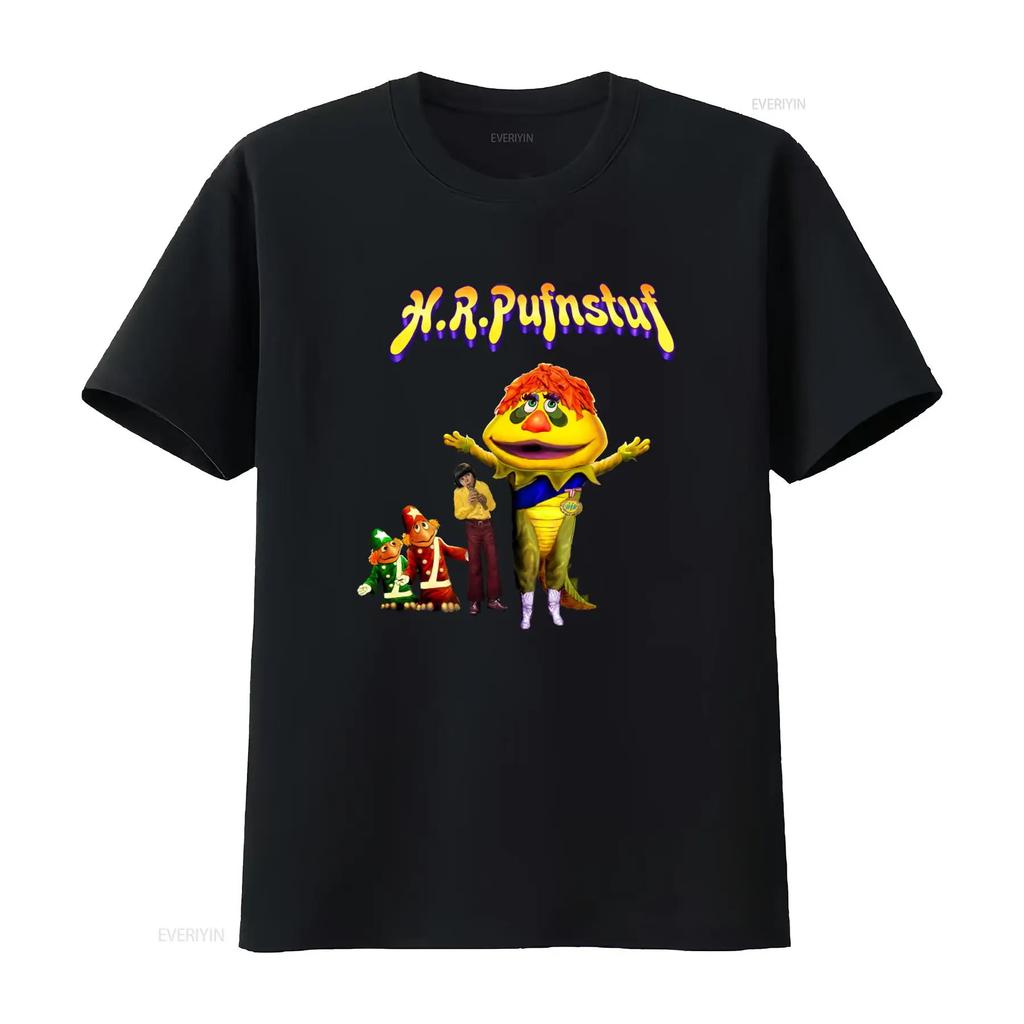 T-shirt per bambini H R Pufnstuf anni '70 retrò con stampa di personaggi classici dei cartoni animati vintage lavata streetwear traspirante morbida