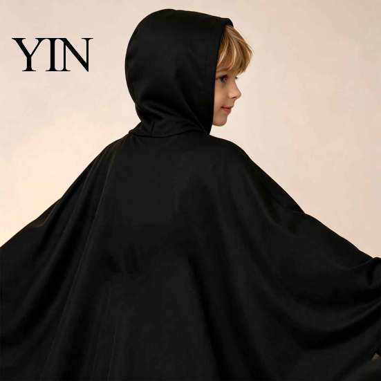 Indoor Outdoor Halloween Activity Wear Hooded Ghost Costume, White/Black Cape Costume for Kids Adults, Spooky White with Hood Party Outfit Wave