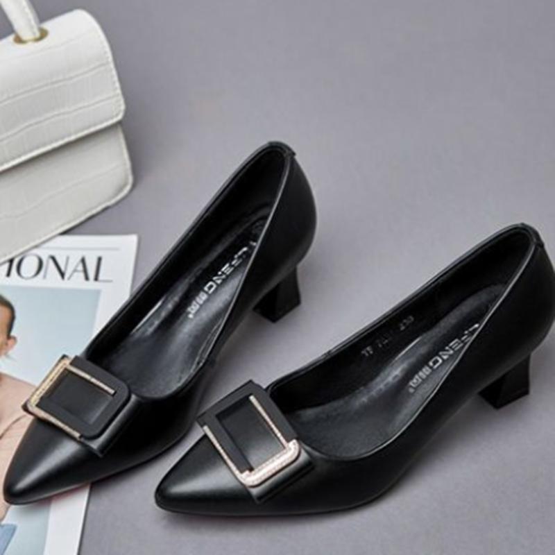 Sapatos Femininas Women Cute Beige Pointed Toe High Quality Slip On Shoes Lady Fashion Black Comfort Summer Heel Shoes Ga151