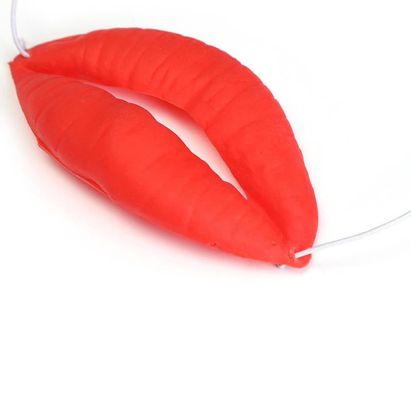Props Jokes Sausage Red Lips Thick Big Mouth Halloween Funny Horror Latex Mask KTY