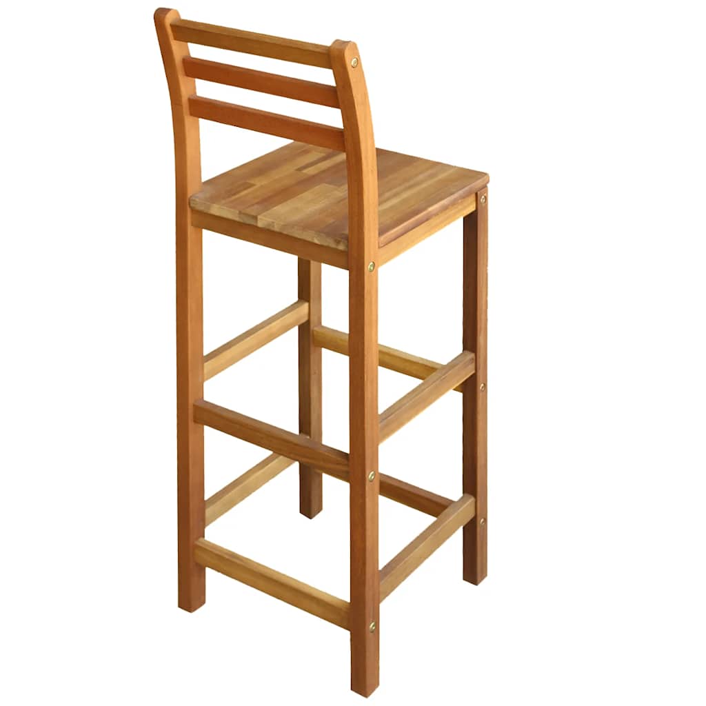 Bar Stool Set 2 Pcs Solid Acacia Wood