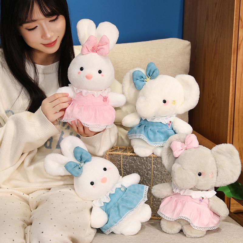 Girly Heart Pink Skirt Bunny Doll Plush Toy Elephant Doll Children Sleeping Soothing Doll