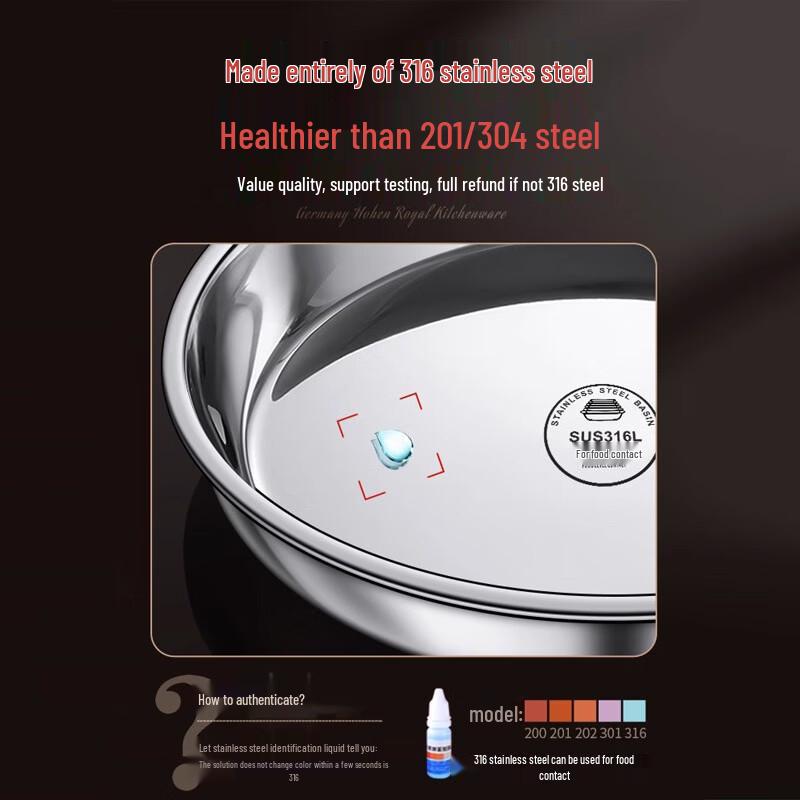 Thickened 304 Stainless Steel Round Serving Plate