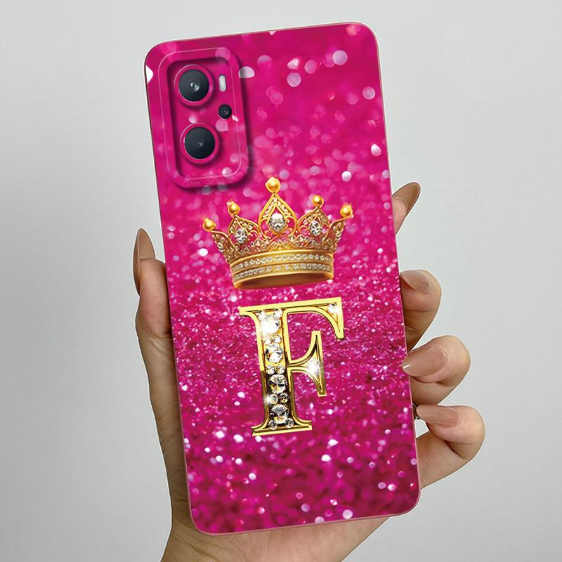 For Realme 9i 4G RMX3491 / Oppo A96 CPH2333 Fashion Initial Letter Couple Phone Case Soft Silicone TPU Lens Protective Casing