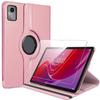 Case + Tempered Glass for Lenovo Tab M11 2024, Shockproof Protection Multi-Angle Rotating Case Pink