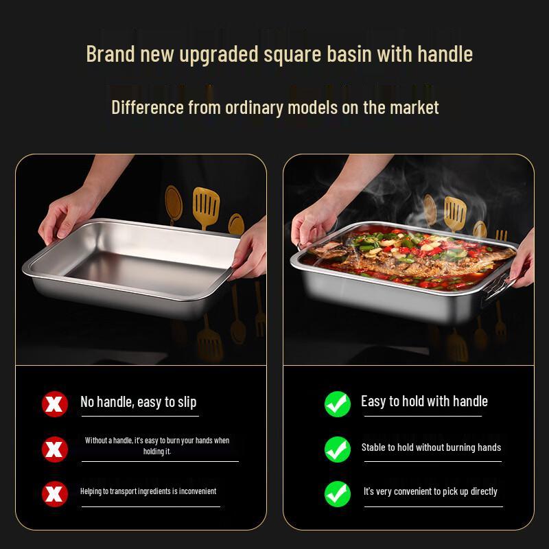 Rectangular Stainless Steel Compartmented Serving Tray with Lid