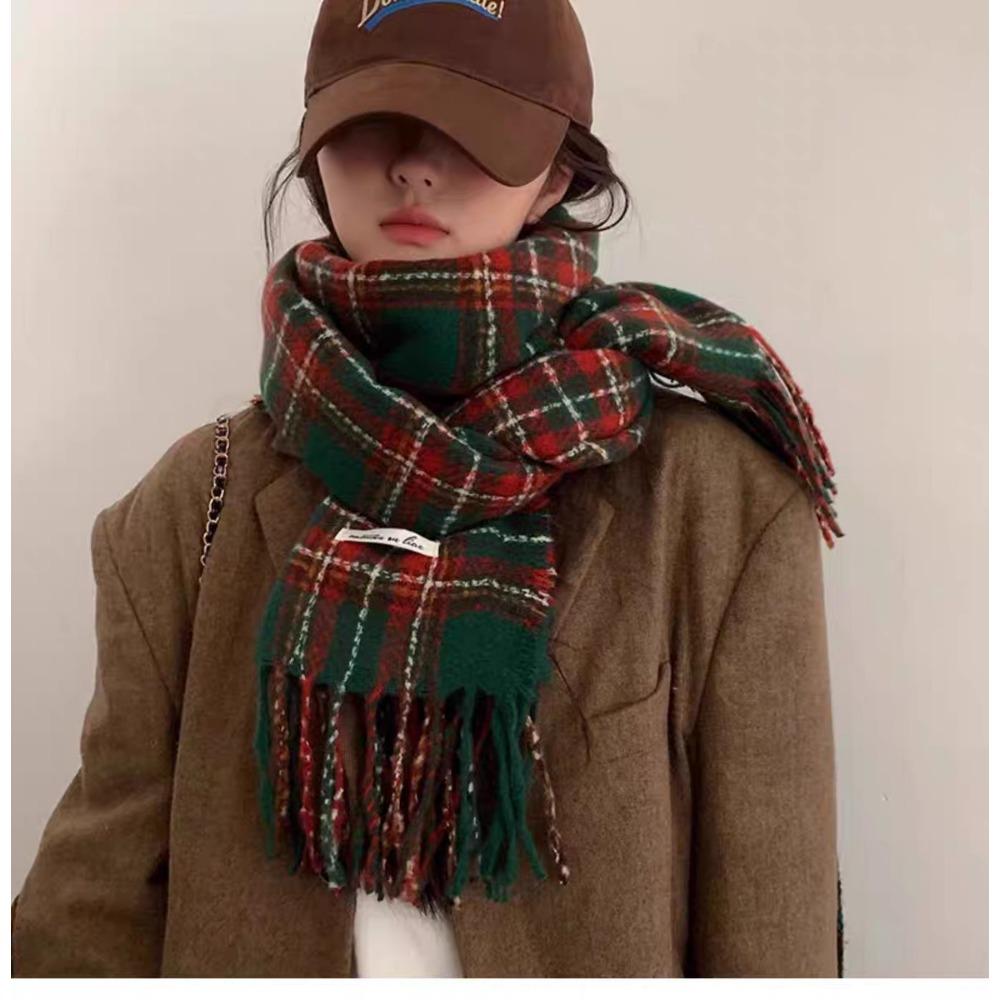 Karoschal Damen Koreanische Atmosphäre Warm Neu Trockenes Rosarot Herbst Und Winter Weiß Weicher Fransen-Schal