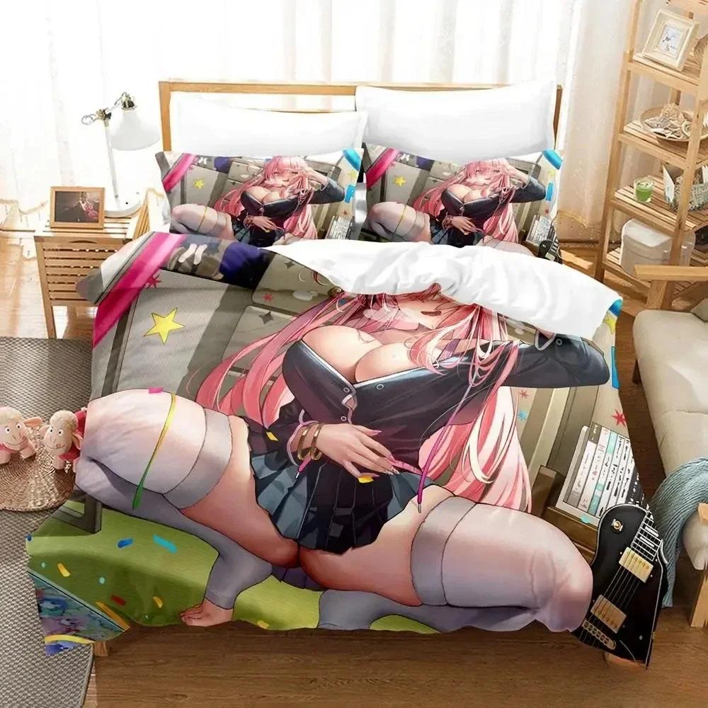 3D Anime New Gotou Hitori Printed Bed Set Duvet Cover Pillowcase Bedding Set Bed Linen Sheet Quilt Cover Full Queen King Size