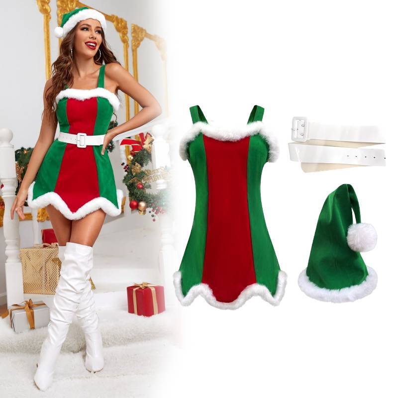 Festive Christmas Costume For Women With Polyester Fabric For Holiday Parties