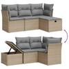 4 Piece Garden Sofa Set with Cushions Beige Mix Poly Rattan