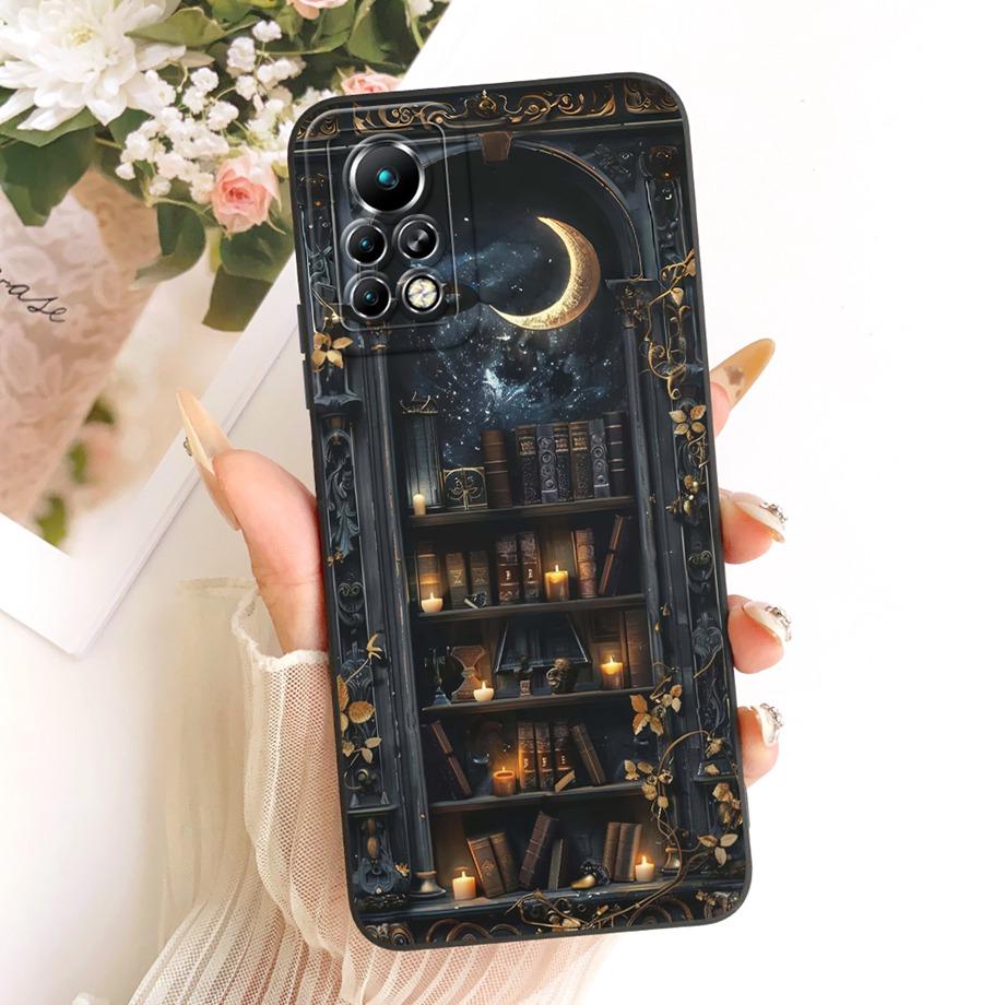 Fashion Painting Phone Case For Infinix Note 11 11s 11 Pro X697 X663 X698 Funda Soft Matte Silicone Bow Pattern Cartoon Cat Capa
