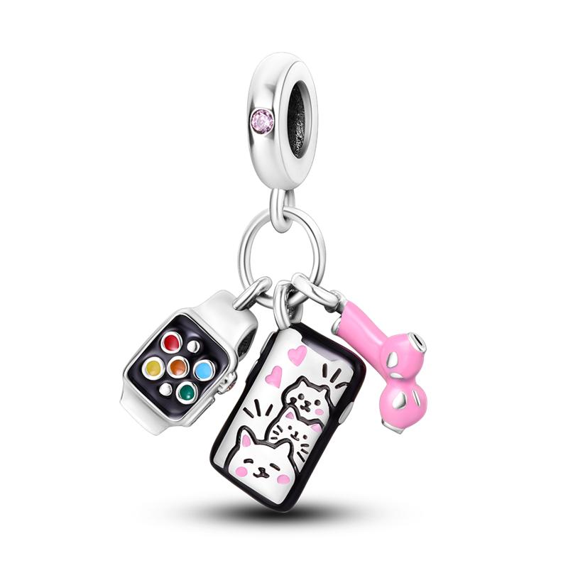 Copper Headset Game Machine Motorcycle Pendant Compatible With Authentic Bracelets Charm Bead Necklaces Diy Female Jewellery