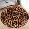 Leopard Print Round Rug Flannel Printed Animal Pattern Floor Mat For Living Room Bedroom Decor Soft Non Slip Area Rug