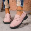 2025 nouvelles chaussures pour femmes décontractées à talons épais grande taille printemps et automne, style britannique mat, semelle épaisse, commerce extérieur, mocassins à décolleté bas