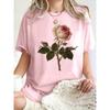 The Timeworn Scarlet Roses Design Women T-Shirt Casual Loose T Shirts Cotton Y2K Trendy Tops Comfortable Short Sleeve