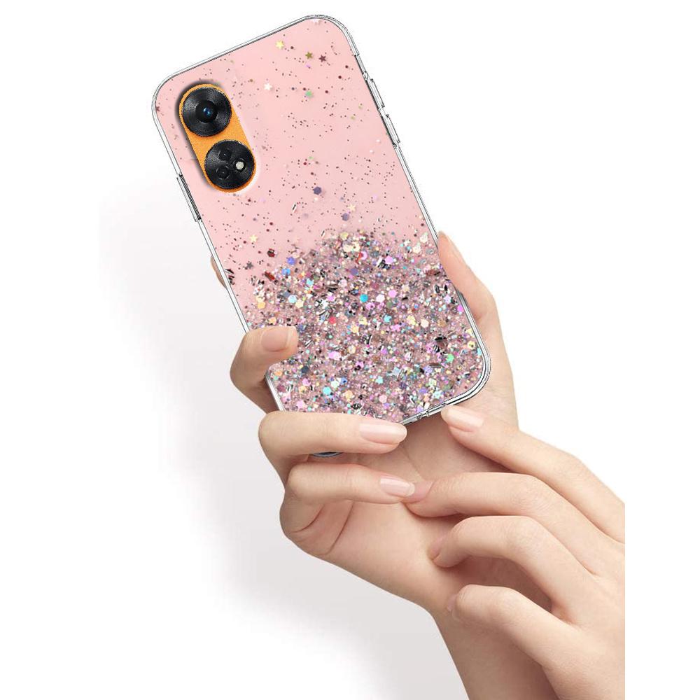 Coque Oppo Reno8 T, Pailletée, Rose