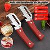 Vegetable Peeler with Wooden Handle Stainless Steel Blade Kitchen Tool Built-in Bottle Opener Peeler for Peeling And Slicing