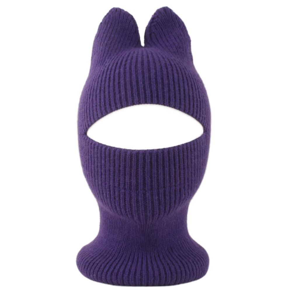 Crochet Knitted Hat Soft Wool Neck Protection Cap Cartoon Ears Ears Protection Hat Wind Protection