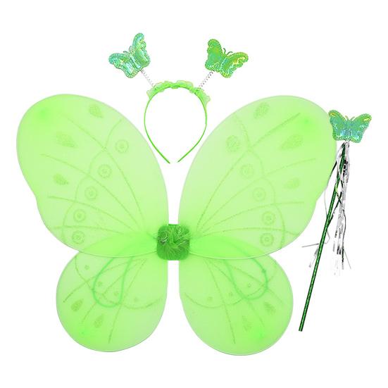 1 Set Girls Butterfly Wings Kids Foldable Butterfly Fairy Wings Hairband And Wand Fairy Costume Props for Halloween Parties Cosplay Photo Shoots