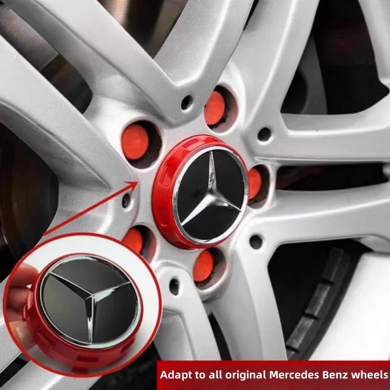 2026 Hot Car Silver Red 4pcs 75mm Wheel Center Hub Caps 4Pcs For Mercedes Benz AMG A0004000900 W212 W205 W204 W211 W213 Accessories DR1