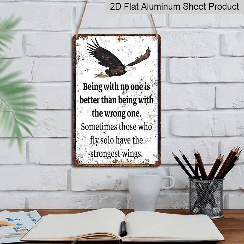 2D Flat Metal Sign, Eagle Soaring Inspirational Wall Art, This Stylish Art Wall Decoration Is A Humorous Aluminium Plaque Gift, Suitable for Your