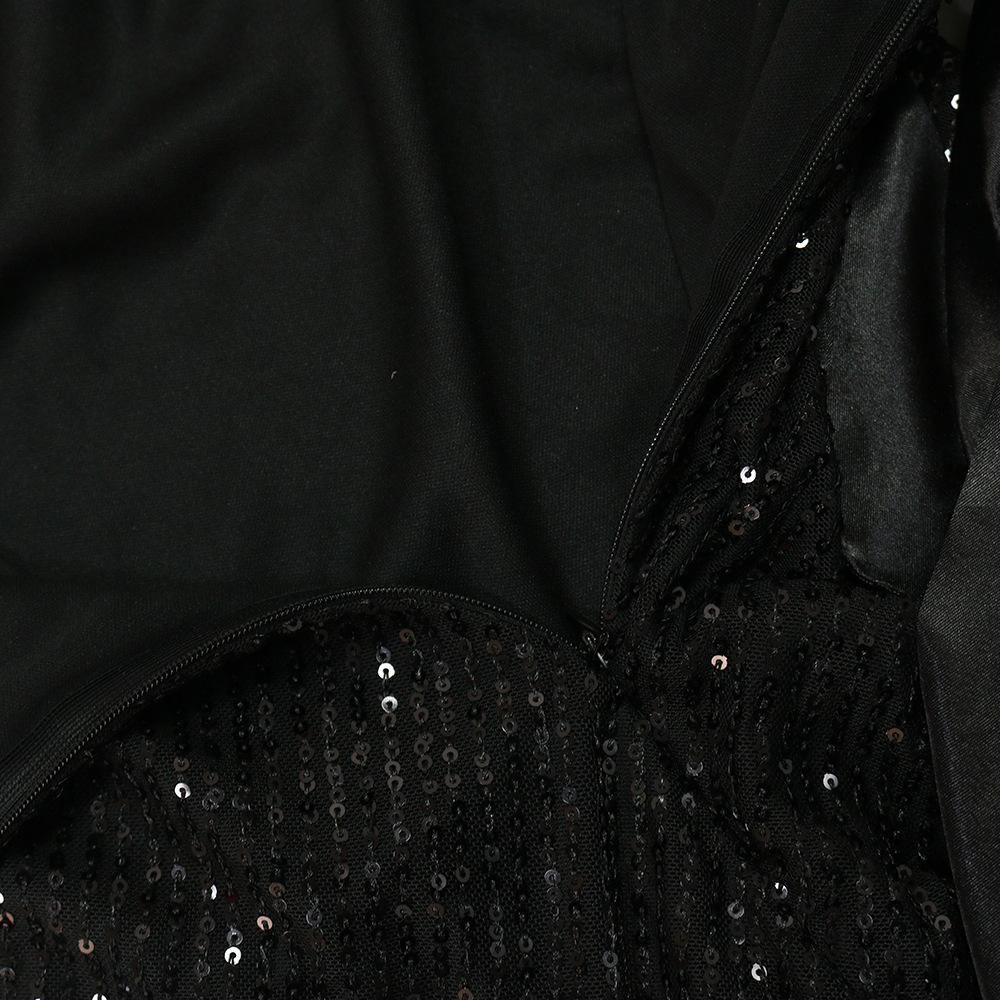 Women's Sexy Strapless Dress with Sequined Fishtail Patchwork