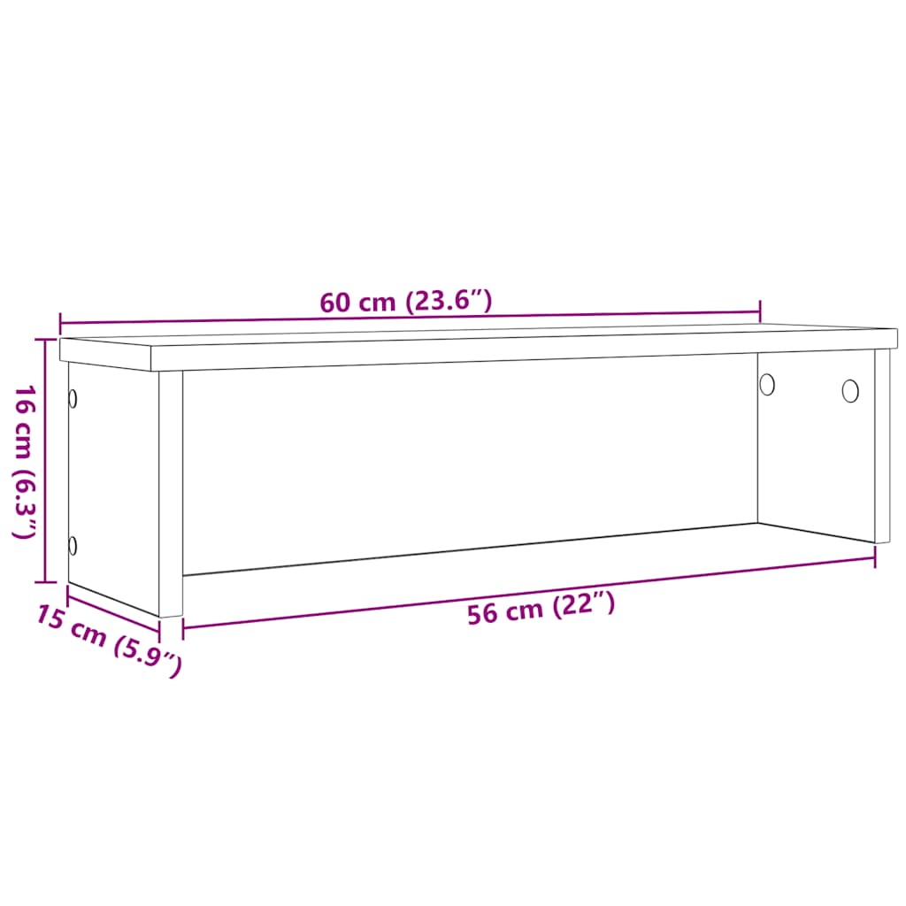 Vidaxl Foldable Kitchen Shelf, Concrete Grey, 60X15X16 Cm