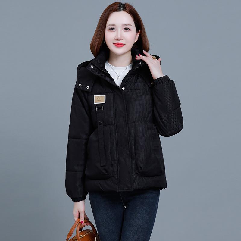 2025 Neuer Stil, Baumwolljacke, Damen, Kurz, Modischer Lockere Passform, Koreanische Version, Brotjacke mit Kapuze, Dicke Warme Jacke, Kälteschutz
