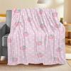 Roze Aardbeienprint Flanellen Deken, Zacht Warm Gezellig Plaid voor Huis Keuken Bank Kamperen Ontspanning