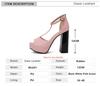 Fashion Summer Super High-heeled Sandals Women Platform Thick Heels Sexy Fish Mouth T-Band Strap Buckle Fashion Shows Party Shoes Ladies