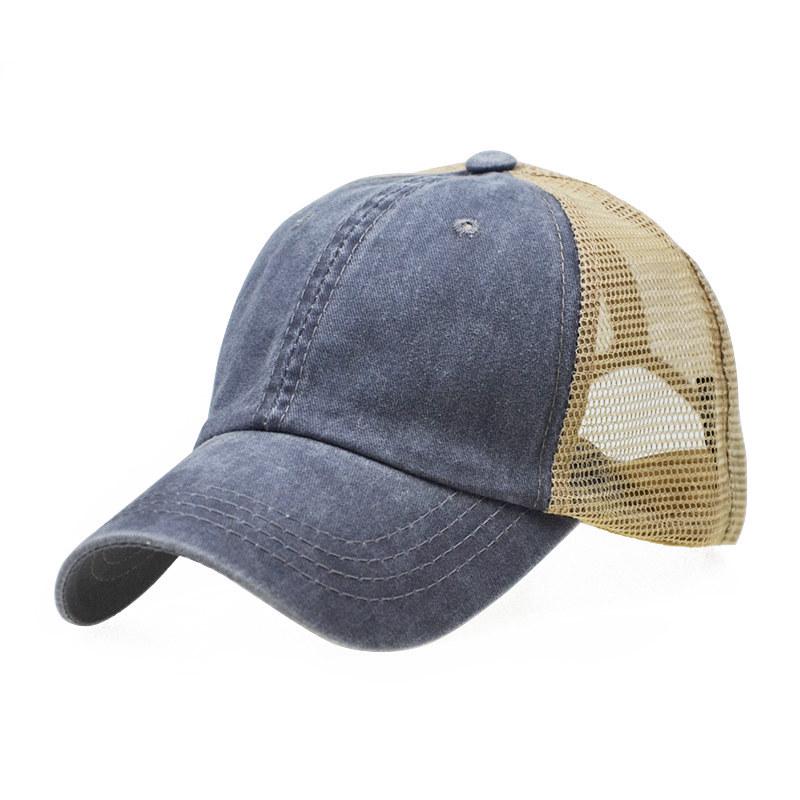 Old Washed Cotton Solid Color Light Board Mesh Cap Baseball Cap Men's and Women's Korean Version Tide Spring and Summer