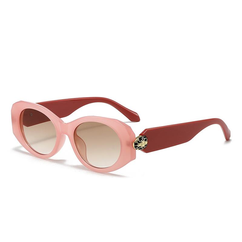 New Oval Shape Fashionable Sunglasses for Women Snake Head Metal Frame Versatile High-End Feeling Stylish Accessory for Ladies