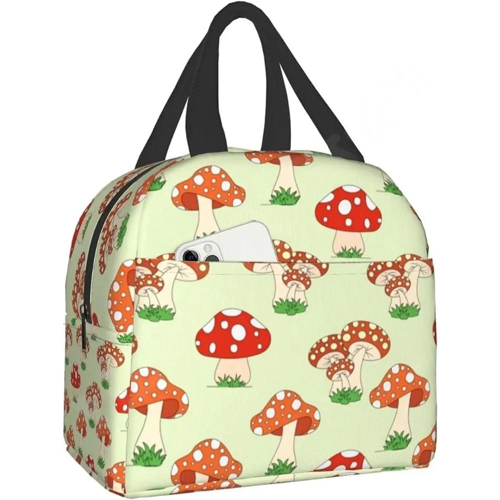 Lunch Bag for Women Men Mushroom Art Reusable Insulated Cooler Lunch Tote Box Cute Funny Container Lunch Holder Portable Bag