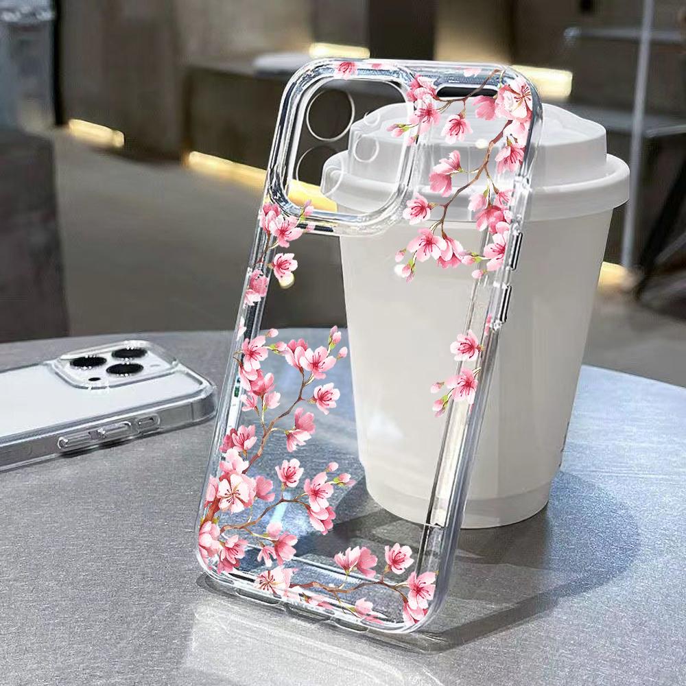 Soft Clear Phone Case For iPhone 11 Case iPhone 13 14 12 15 Pro Max XS Max XR X 7 8 Plus SE Shockproof Aesthetic Flower Cover