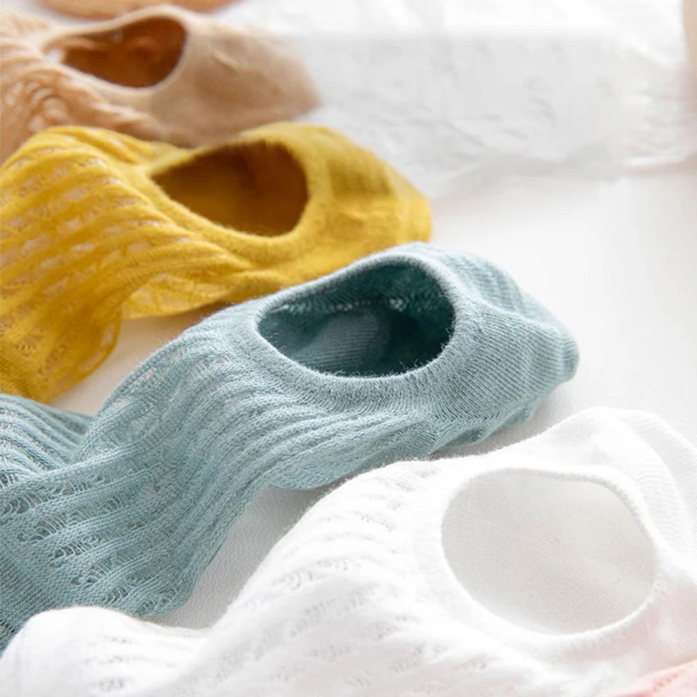 5/10 Pairs Socks Women's Summer Invisible Short No Show Fashion Lace Breathable Silicone Non-slip Cotton Boat Socks