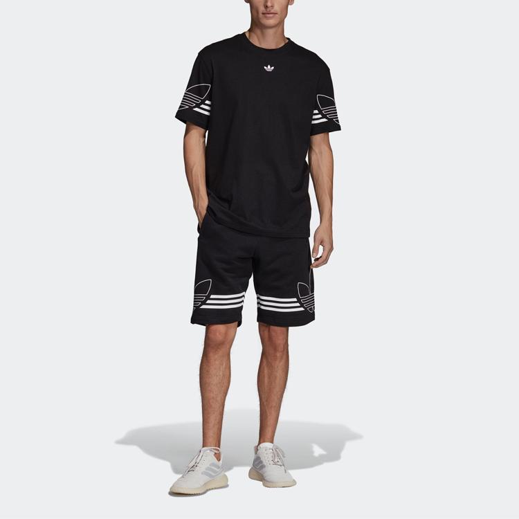adidas Originals Kleeblatt Umriss T-Shirt Herren Oberteile Schwarz DU8145